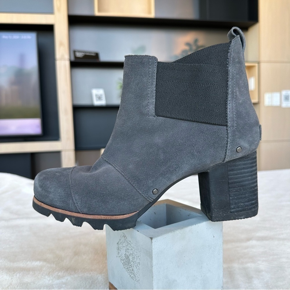 Sorel Addington 260 mm Chelsea Gray Stacked Suede Leather Boots EU 39.5 US 9 - Picture 8 of 16